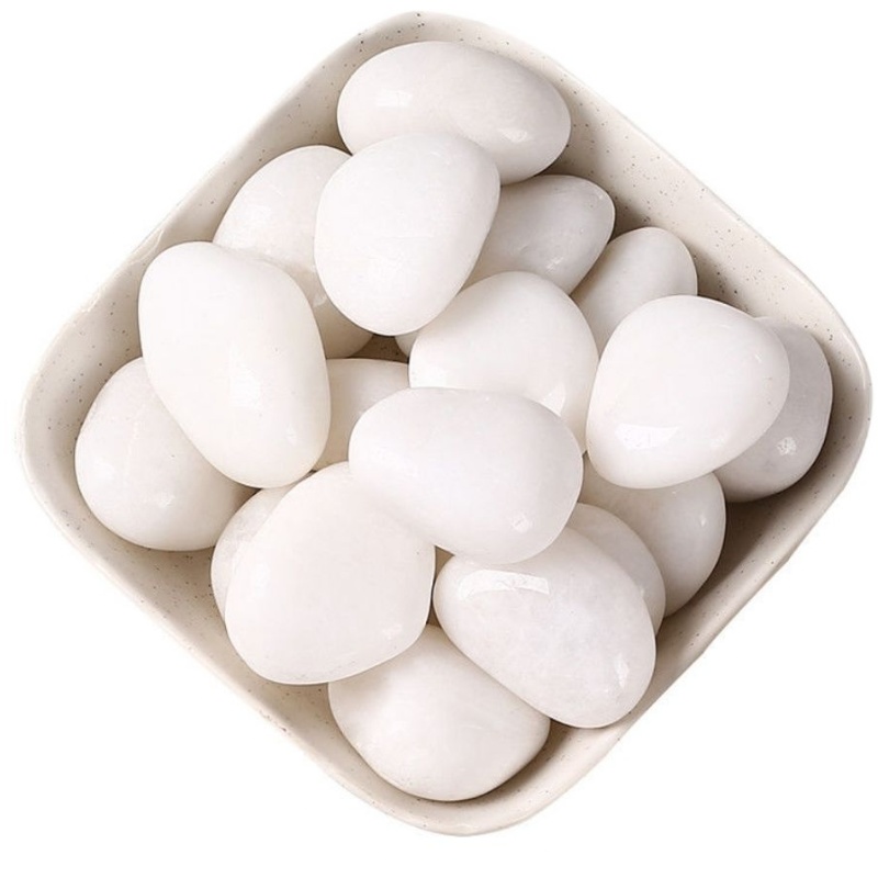 白色天然鹅卵石抛光雨花石水培花卉鱼缸造景装饰园林铺路风水石春