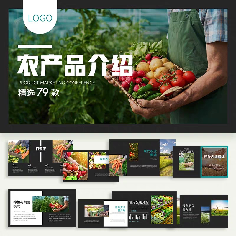农业ppt模板产品介绍宣传活动绿色食品大学生毕业设计答辩演讲