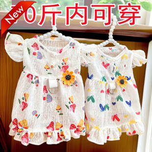 宠物卡通可牵引外出蘑菇爱心夏季透气连衣裙子狗狗猫咪用品柯基法