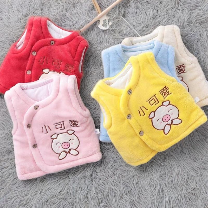 新生秋冬衣服加棉0岁1男2女宝宝6加绒保暖坎肩小背心婴儿马甲反季