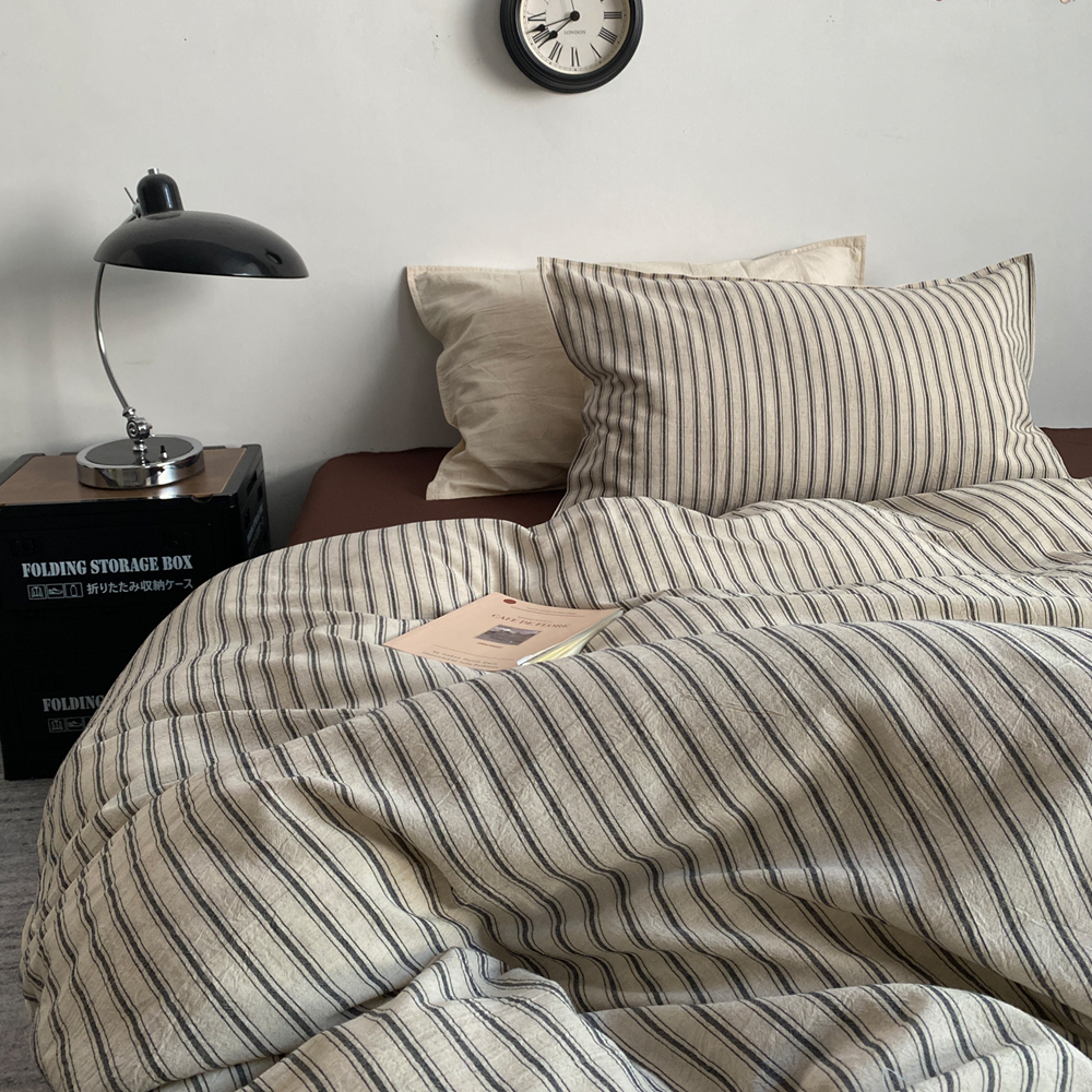 日式侘寂风棉麻四件套干爽透气