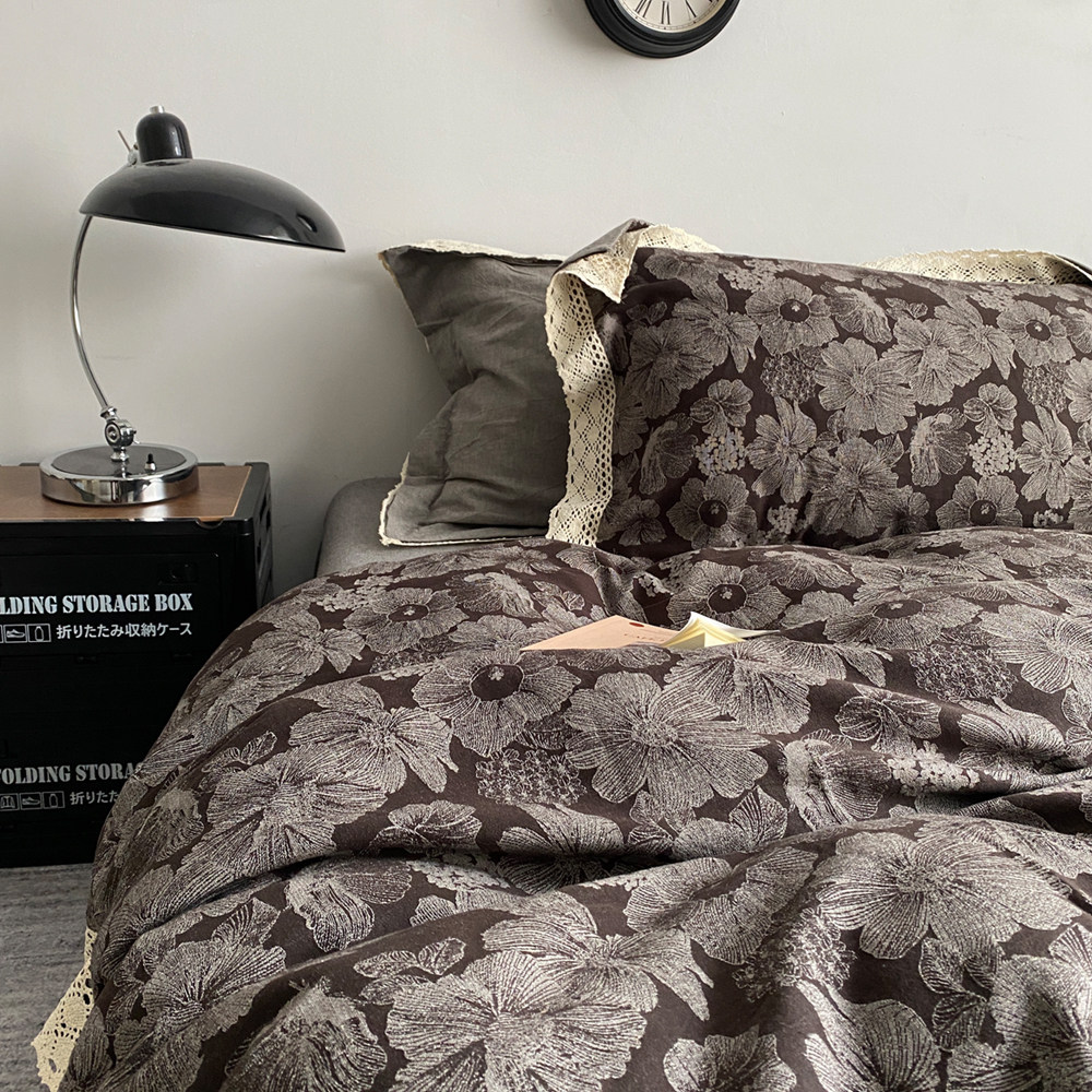 复古高端棉麻提花四件套20%亚麻80%棉干爽被套床单笠床品四季通用,床上用品,床品套件/四件套/多件套,淘宝优惠券,粉丝福利购,淘宝优惠卷