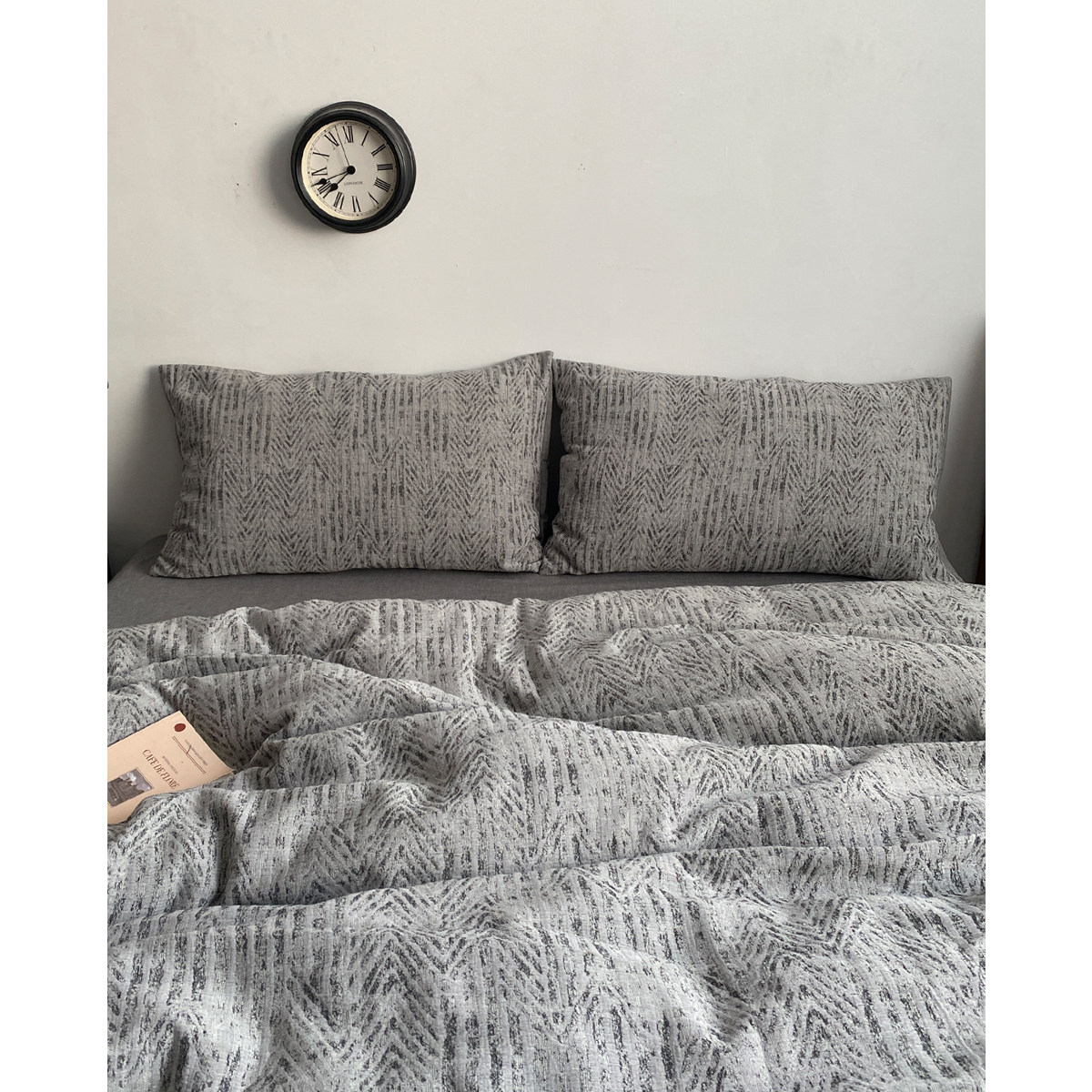 灰色高级感色织提花四件套 100纯棉全棉被套床单笠床上用品四季款,床上用品,床品套件/四件套/多件套,淘宝优惠券,粉丝福利购,淘宝优惠卷