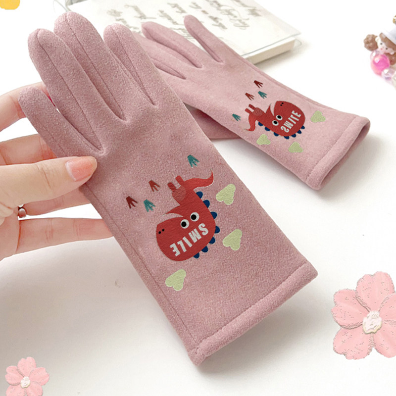 儿童触屏骑行手套秋冬加绒保暖防寒高弹力平衡车山地车柔软打足球