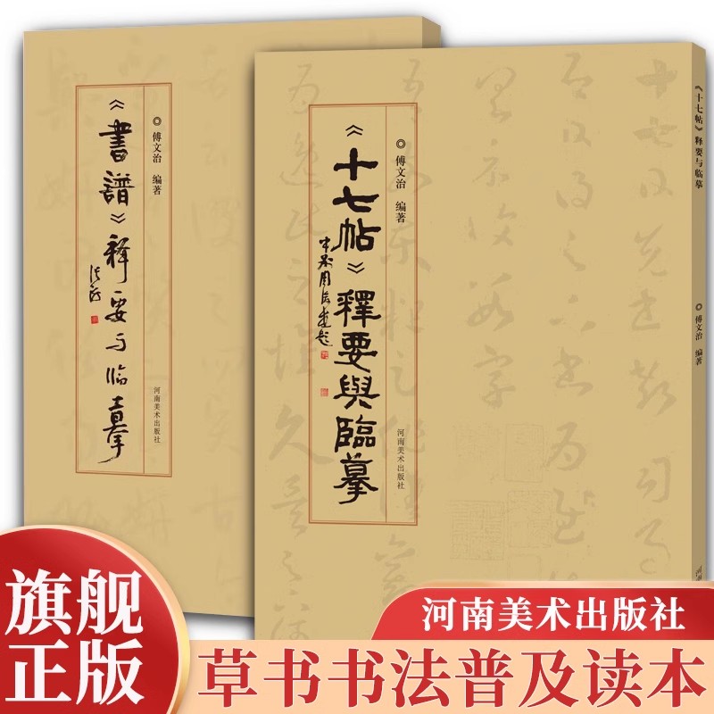正版全套2册 十七帖释要与临摹 书谱释要与临摹 王羲之孙过庭草书毛笔书法理论 河南美术社 字帖临摹鉴赏 名家书法研究理论教程书