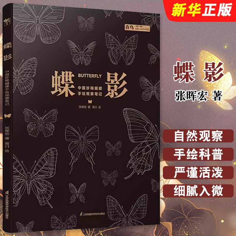 正版蝶影 中国珍稀蝴蝶手绘自然观察笔记 张晖宏 江苏凤凰科学技术出版社 中国珍稀蝴蝶手绘科普图书