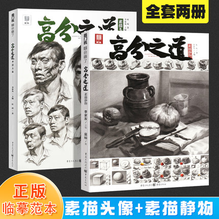 正版全套2册 高分之道素描头像静物 2020敲门砖单体组合石膏几何体五官局部头骨肌肉临摹范本 美术高考联考川美教材教程画册范本书