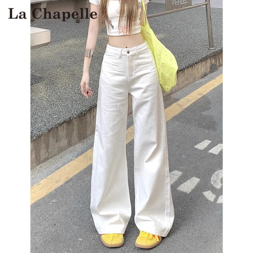 拉夏贝尔阔腿牛仔裤女