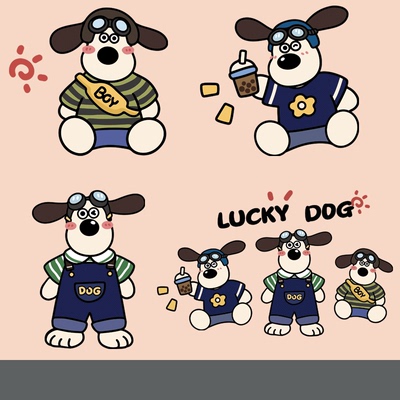 新款简约时尚眼镜飞行小狗图案热转印衣服印花贴白墨胶印烫印贴画