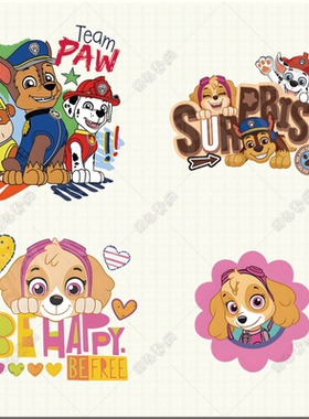 童装可爱汪汪队服装印花辅料新款图案热转印白墨热转印烫画定做