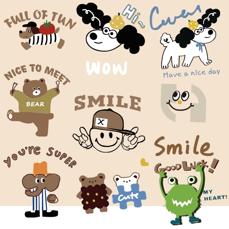 卡通男女童装服装印花辅料