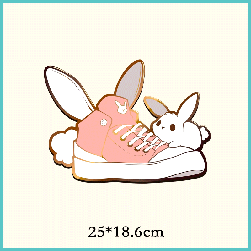 时尚潮流卡通兔子一只鞋子图案印花贴耐水洗胶印衣服帖热转印烫画