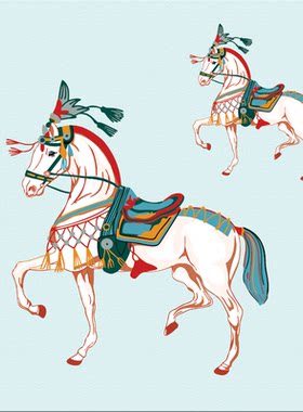 战马图案可熨烫服装男装T恤卫衣