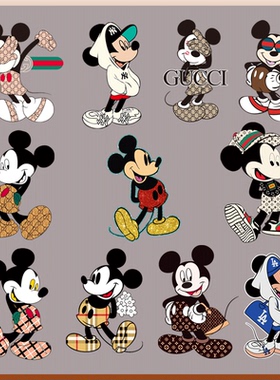 可爱米奇潮牌图案热转印衣服胶印辅料装饰贴柯式印花大小号烫画贴