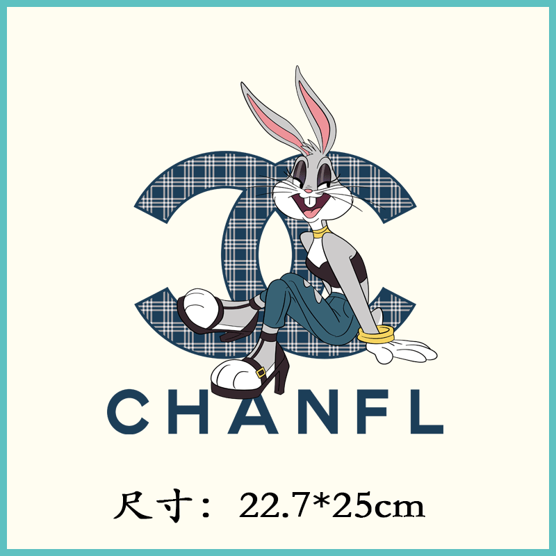 大号兔子潮牌运动字母a级过粉柯式烫画耐水洗diy服装辅料贴现货