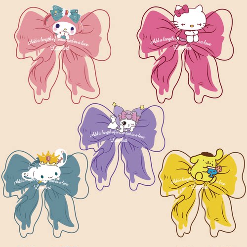 蝴蝶结库洛米 KT猫 美乐蒂 大耳狗 布丁狗女装白墨热转印无边烫画