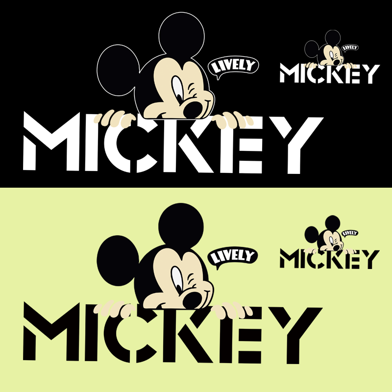 潮流爆款热转印米奇字母衣服胶印贴柯式过粉服装辅料耐水洗烫画贴