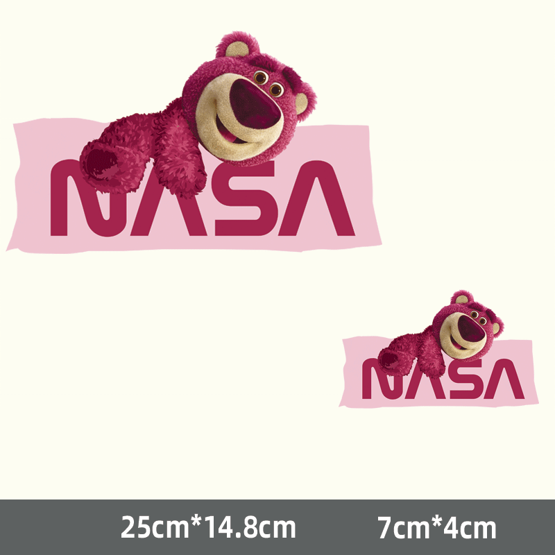 潮牌ins可爱草莓熊服装印花辅料新款图案白墨热转印烫画贴