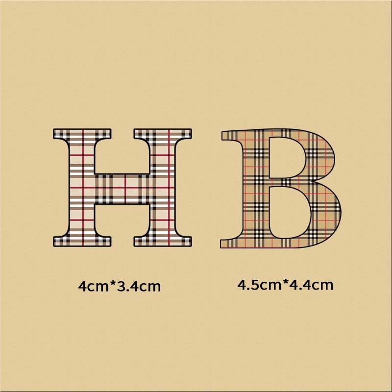 大牌格子字母衣服裤子小标烫画过粉胶印图案logo印花贴热转印烫画