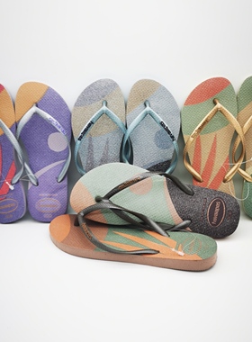 巴西人字拖havaianas哈瓦那 slim pallete glow女士防滑沙滩拖鞋