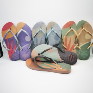 巴西人字拖havaianas哈瓦那 slim pallete glow女士防滑沙滩拖鞋