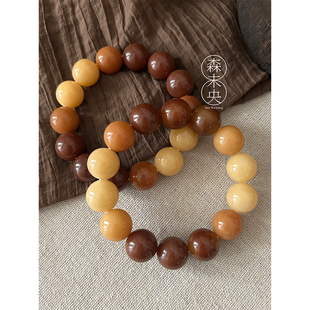 森未央「山有扶苏」天然风化色大珠圆珠15mm缅料菩提根手串