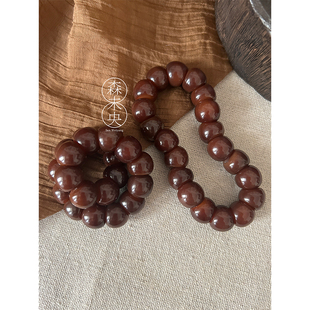 森未央「熟栗子」15mm浓郁焦糖栗子色厚切山竹蒜瓣大肠菩提根手串