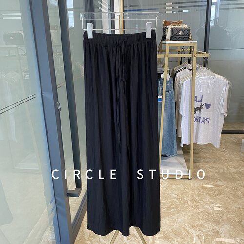 慵懒自在~山本风禅意褶皱冰丝凉凉裤防晒垂感拖地阔腿裤直筒长裤