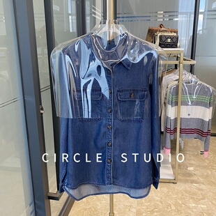 时髦设计感 女小个子叠穿直筒显瘦衬衣 进口面料抗皱天丝牛仔衬衫