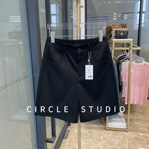 挺括有筋骨！版型炒好高腰显瘦百搭A字四分阔腿西装短裤女配腰带