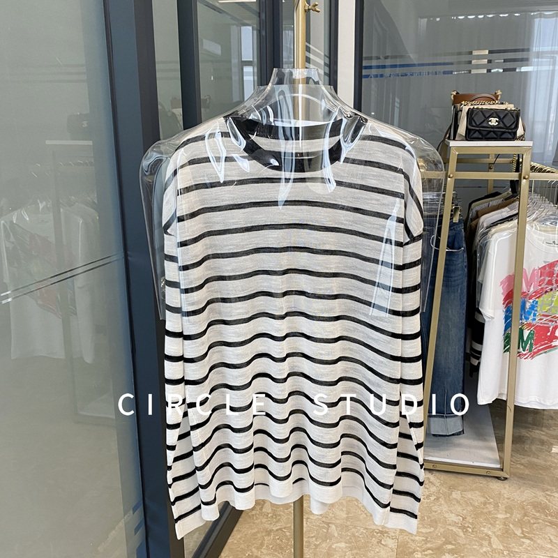 松弛优雅篙级清爽轻盈亚麻透气条纹针织衫女防晒衫,女装/女士精品,毛针织衫,淘宝优惠券,粉丝福利购,淘宝优惠卷