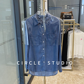 牛仔衬衫 面料tai舒服 100%莱赛尔时髦不卷边工艺宽松休闲长袖 女