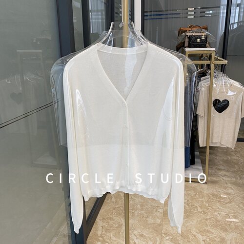 桑蚕丝莱赛尔V领透气针织开衫薄