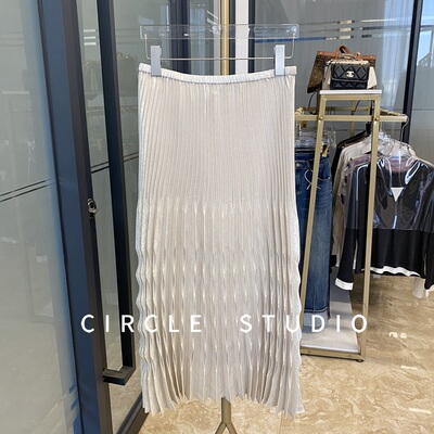 时尚褶皱压褶复古高腰百搭半身裙