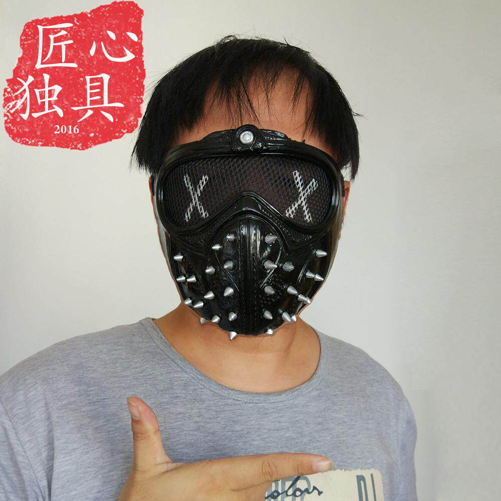 看门狗2扳手面具cosplay万圣节led加灯pvc材质看门狗军团骷髅面具