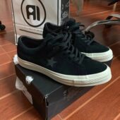 爱心底黑色休闲板鞋 One Star木村反光一星麂皮低帮男女鞋 158477C