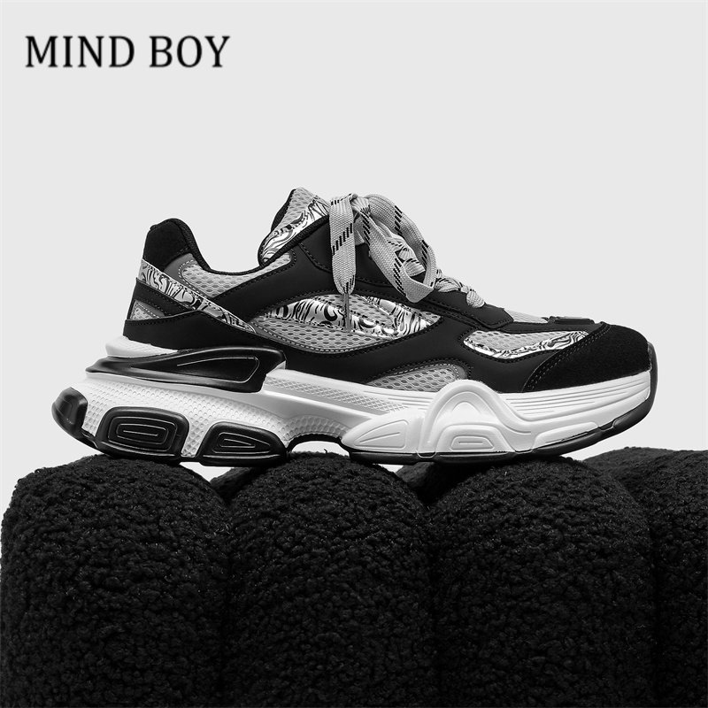 MIND BOY2025新款男鞋复古老爹鞋黑色鞋情侣鞋运动鞋休闲老爹鞋子