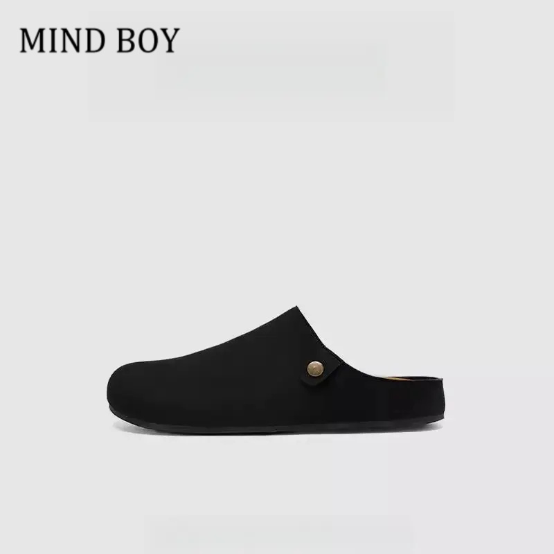 MIND BOY鞋子男款2025夏季新款勃肯绒面休闲鞋时尚百搭包头拖鞋男