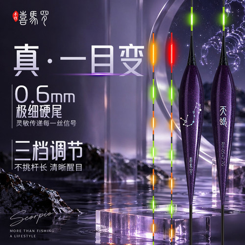 喜马罗天蝎一目变三档磁吸调光高灵敏咬钩变色日夜两用硬尾夜光漂