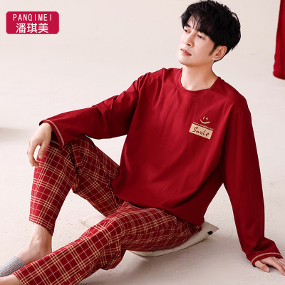 潘琪美男纯棉睡衣可外穿