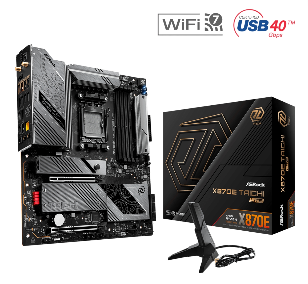 华擎X870E TaiChi Lite太极主板am5支持7800X 9700x 9950X3D套装