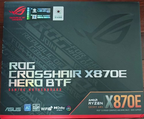 华硕x870e hero btf背插主板am5支持7800x 9700x 9950xcpu处理器