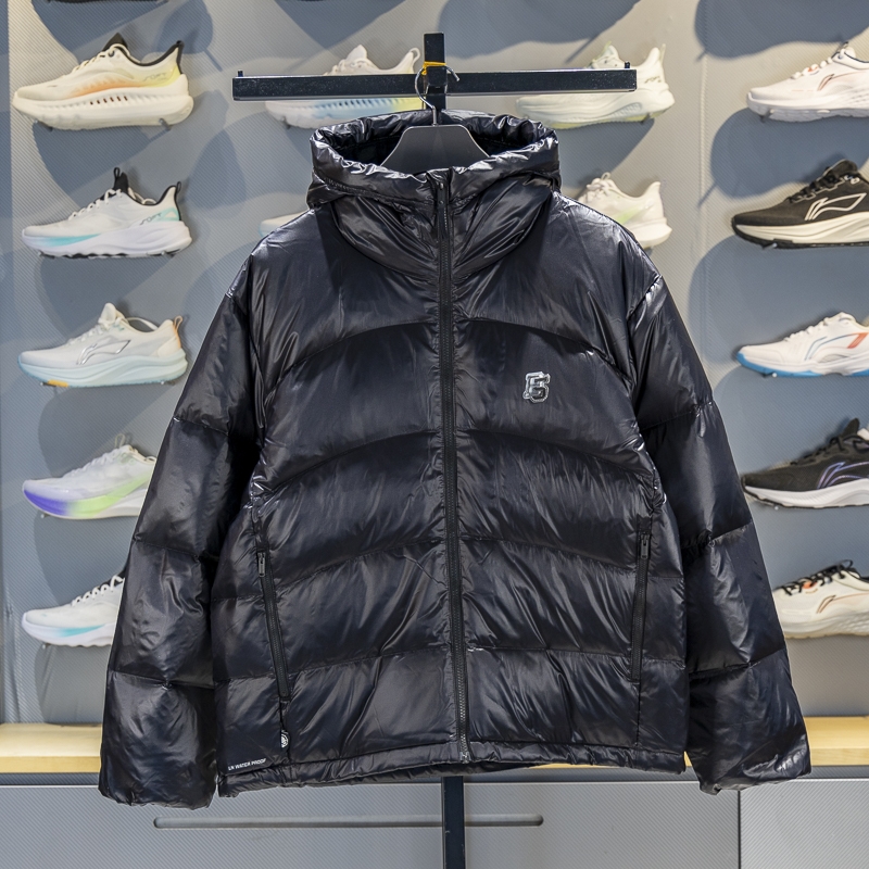 李宁保暖连帽短款男子羽绒服