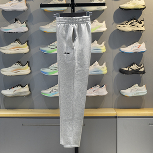 李宁加绒卫裤男子2025秋冬新款青少年保暖直筒运动长裤AKLVJ59