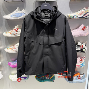 李宁冲锋衣男士2025冬季轻薄羽绒内胆三合一户外冲锋上衣AWBV091