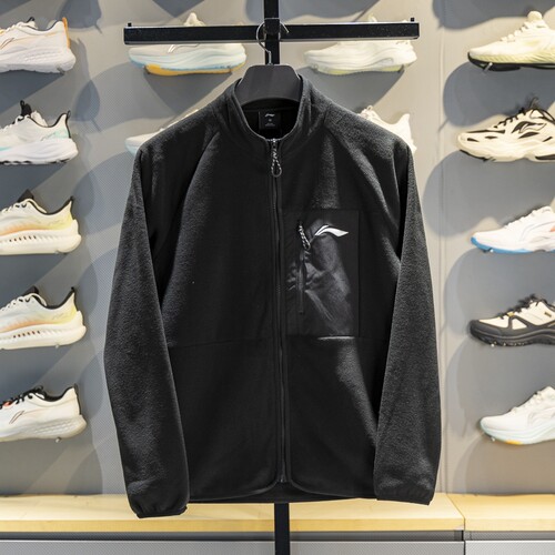 李宁男子立领开衫摇粒绒卫衣