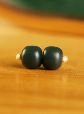 和田玉塔青散珠老型珠8x7mm 蓝调配饰桶珠细料 墨碧手工DIY哑光