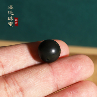 和田玉散珠细料配饰配珠 塔青墨碧圆珠黑青手工DIY哑光单珠