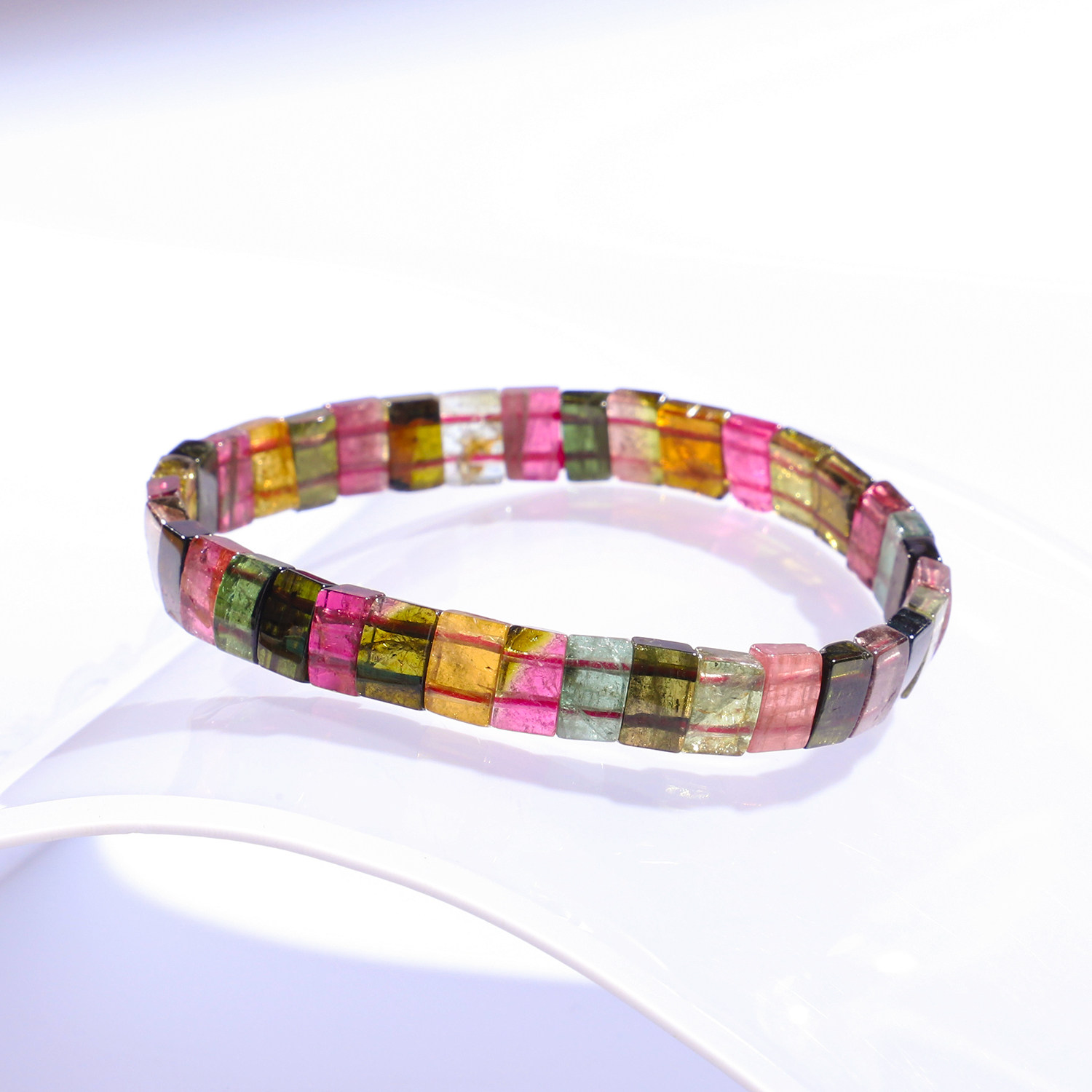 巴西老料糖果碧玺手排7.8mm p08 一物一图 女款碧玺手牌女士手链