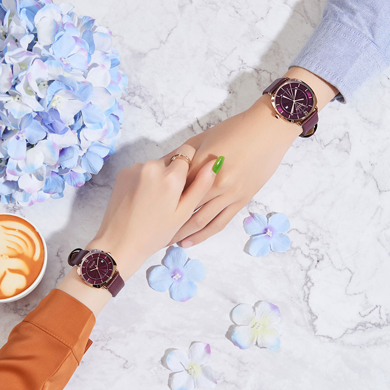 学生复古日历防水情侣手表